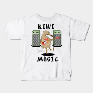 Kiwi Playing Guitar Kids T-Shirt